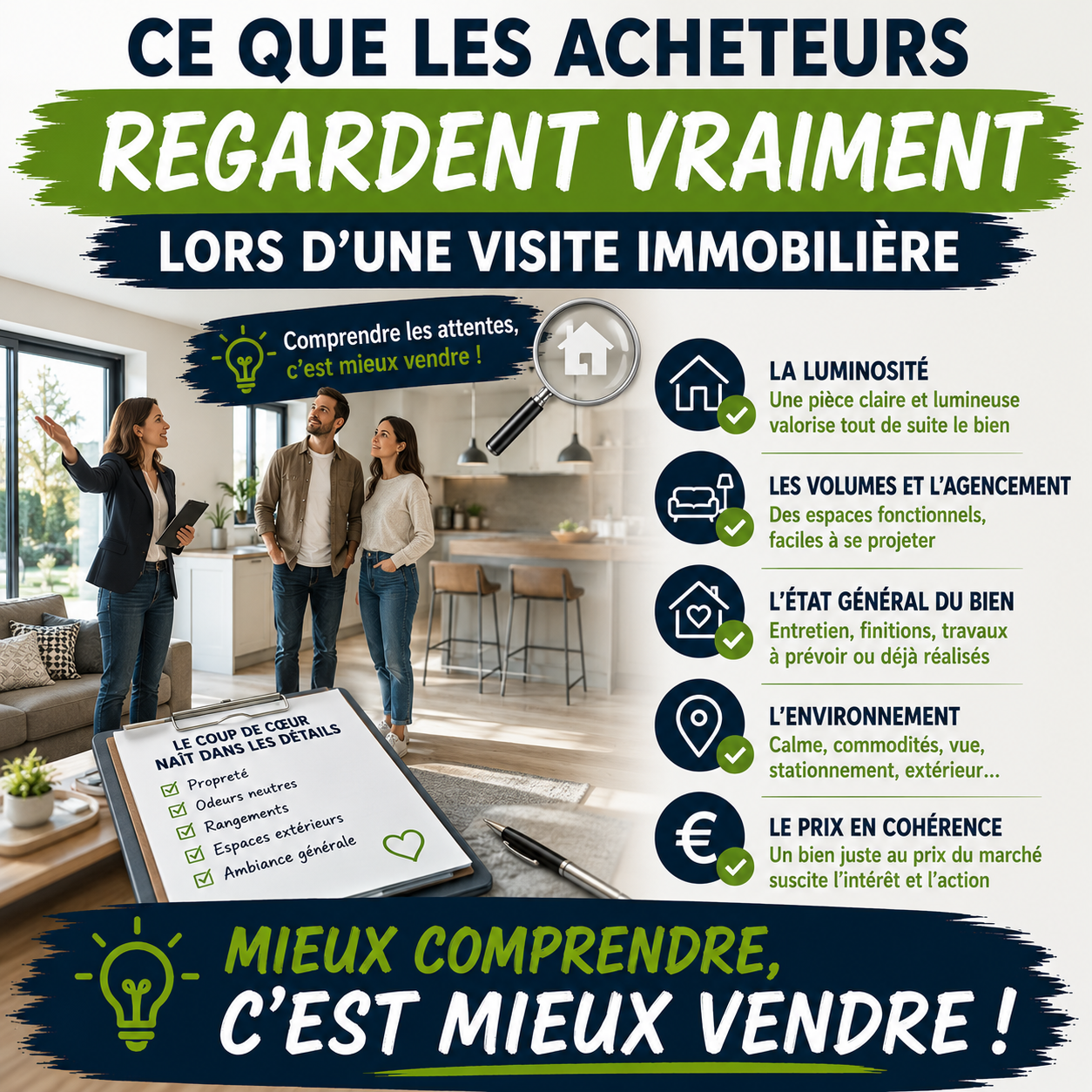 Ce que les acheteurs regardent vraiment lors d&rsquo;une visite immobilière